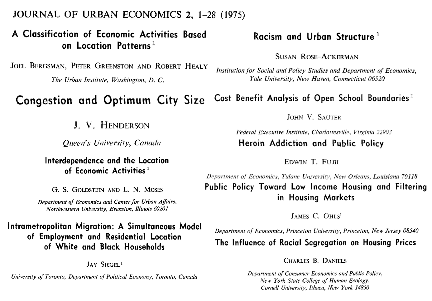 Journal of Urban Ec 1975